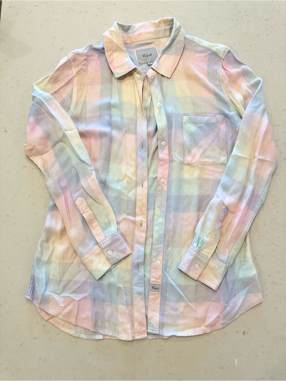 NWOT Rails Long Sleeve Soft Cotton Button Down Size XS Rainbow Casual Colorful